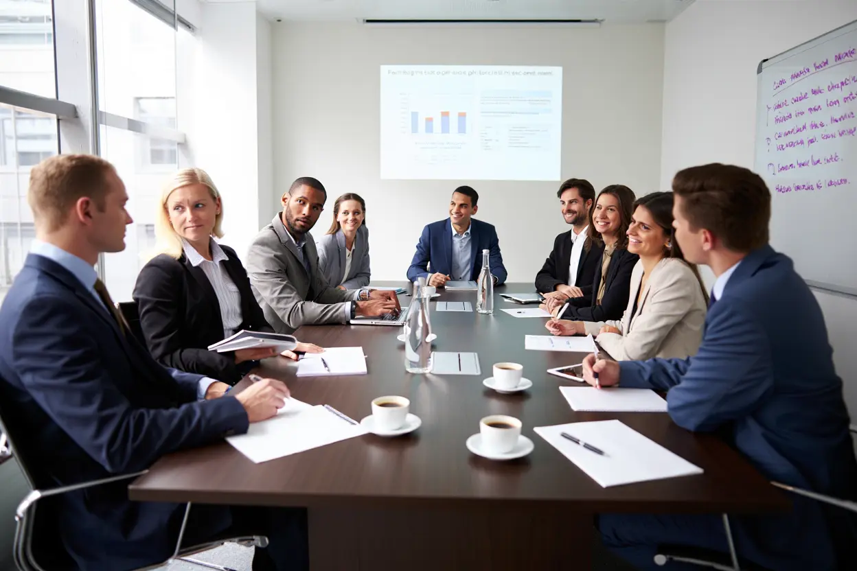 Membres du comité social et économique en réunion de travail