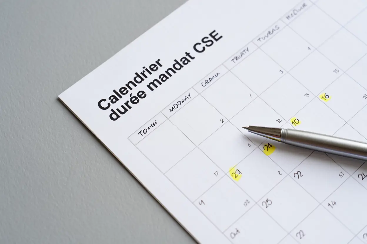 Représentation du calendrier et de la durée légale du mandat CSE fixée à quatre ans