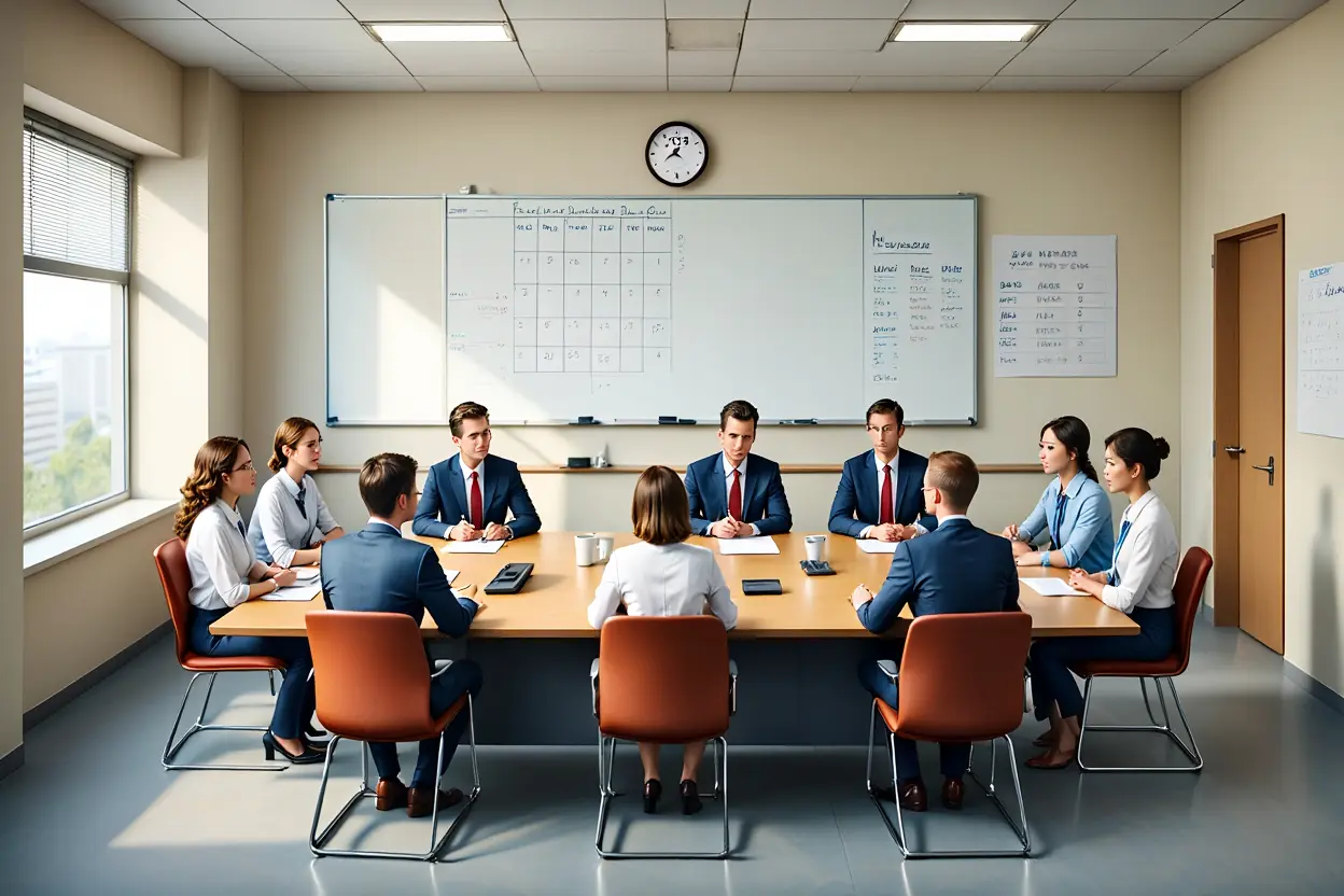 Réunion d'élus du comité social et économique en environnement de travail professionnel