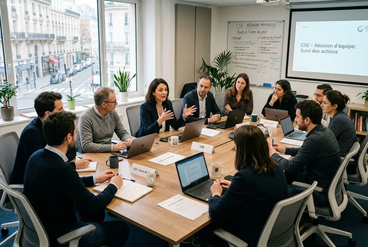 Membres du CSE en réunion de coordination